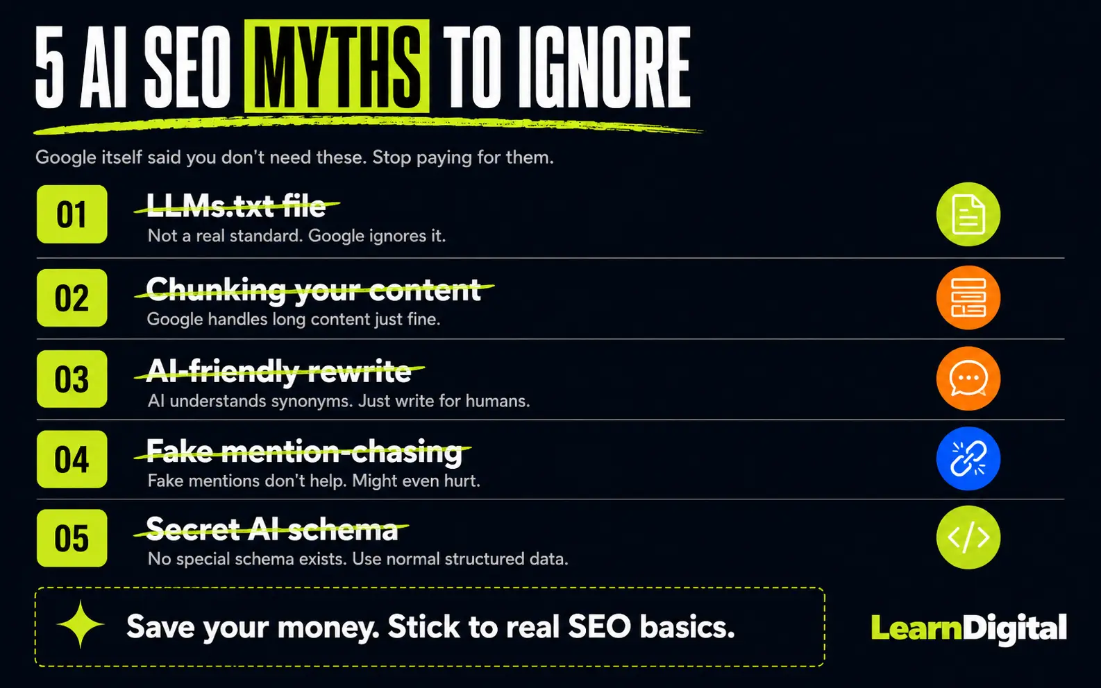 Checklist of five AI SEO secrets Google says website owners do not need